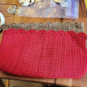 Red and Tan Crochet Clutch